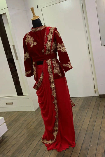 Ready To Wear Red Color Saree For Wedding