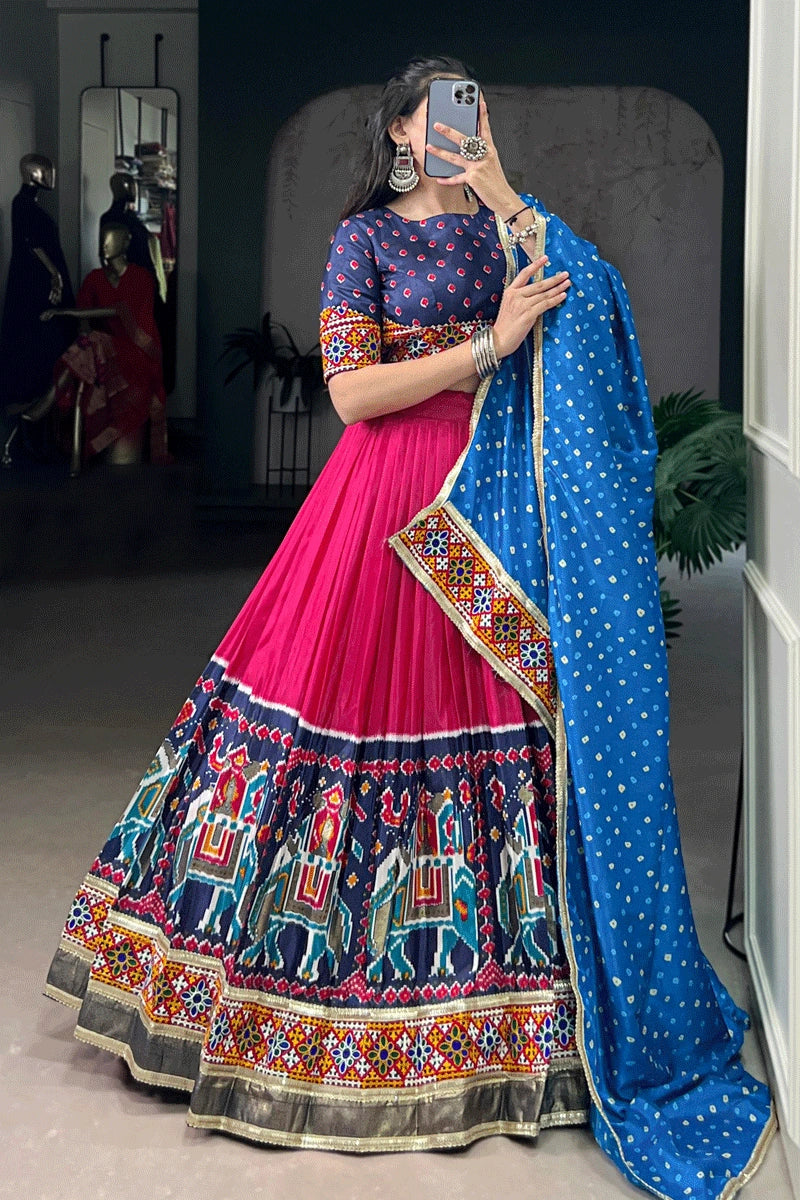 Traditional Gujarati Style Patola Print Chaniya Choli For Navratri