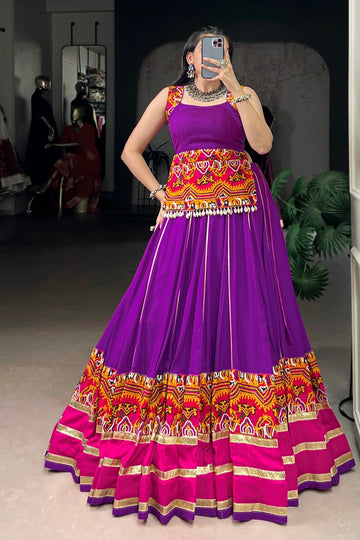 Ready To Wear Gamthi Work Lehenga Choli For Dandiya Night