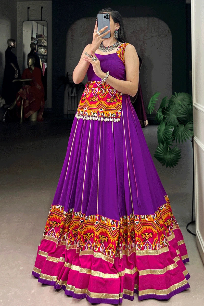 Ready To Wear Gamthi Work Lehenga Choli For Dandiya Night