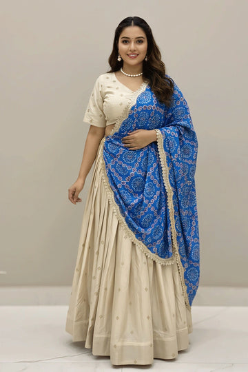 Ready To Wear White Color Lehenga Choli For Girl