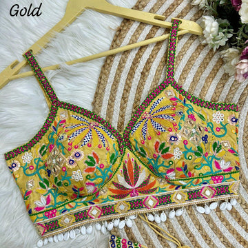 Ready To Wear Golden Colour Blouse For Lehenga