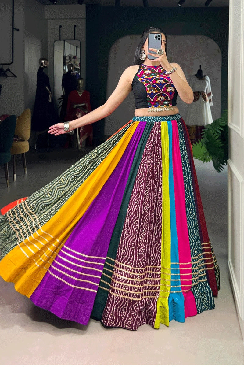 Multicolor Bandhni Print Chaniya Choli For Navratri