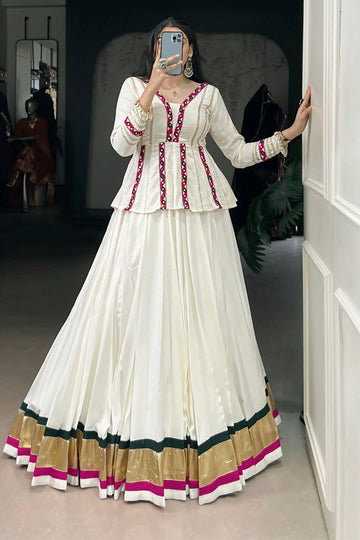 Fully Stitched Full Sleeves Backless Blouse with Lehenga For Navratri