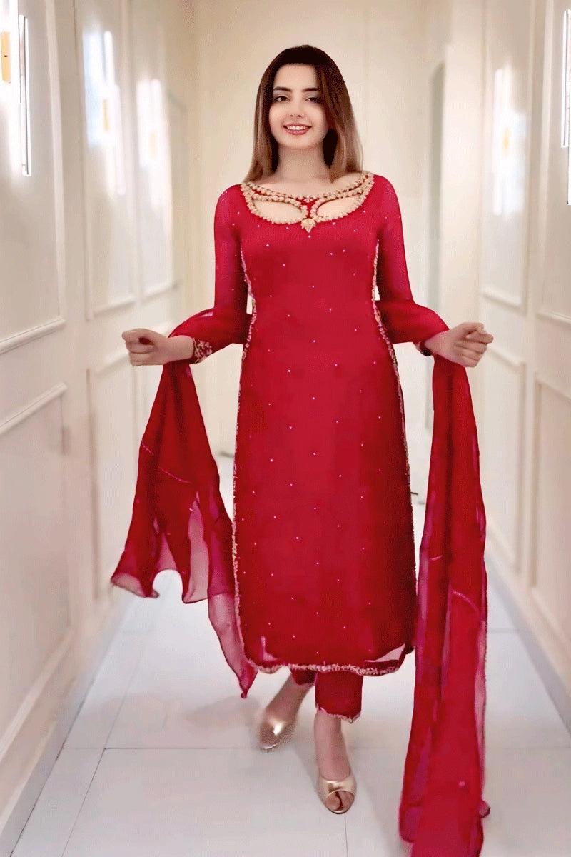 Designer Embroidery Work  Dress For Karwa Chauth