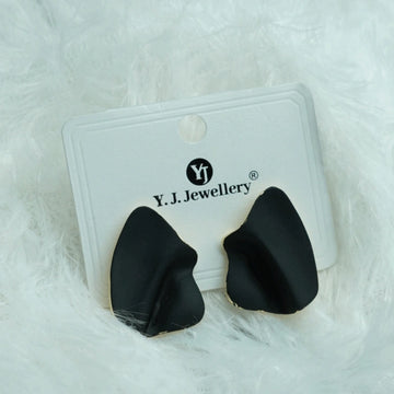 Modern Shape Black Matte Stud Earrings