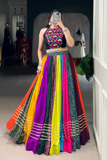 Multicolor Bandhni Print Chaniya Choli For Navratri