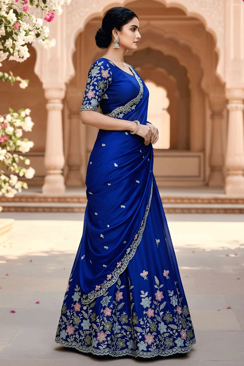 Onam Festival Special Embroidery Work Half Saree For Women