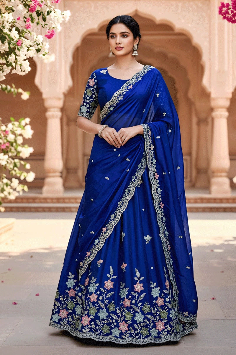 Onam Festival Special Embroidery Work Half Saree For Women