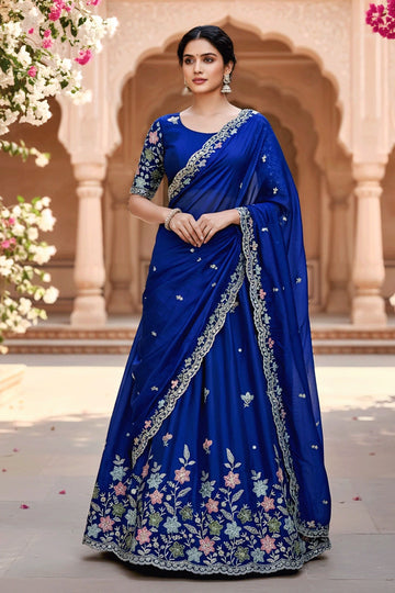 Onam Festival Special Embroidery Work Half Saree For Women