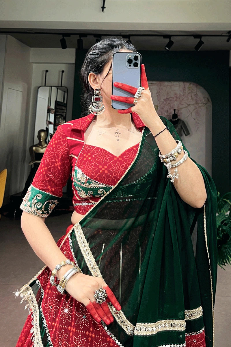 Designer Ready To Wear Bandhani Print Lehenga Choli