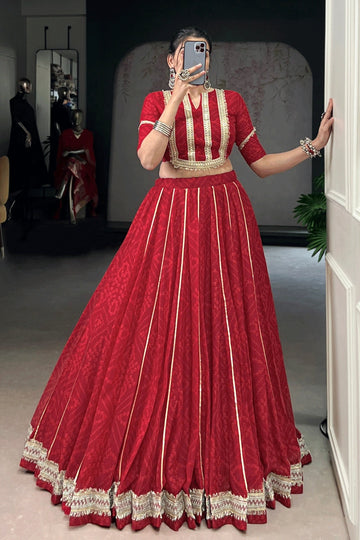 Ready To Wear Bandhani Print Lehenga Choli For Dandiya Night