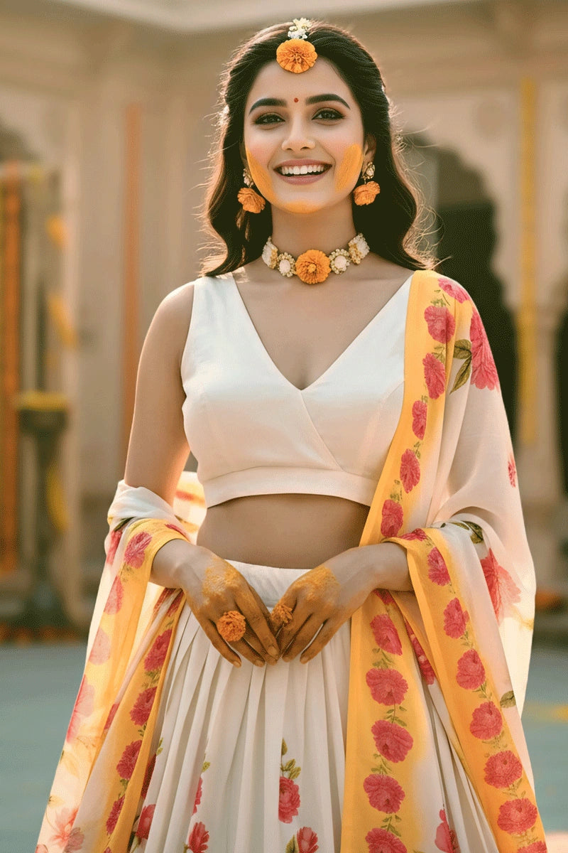 Yellow Color Lehenga Choli For Sister Haldi Ceremony