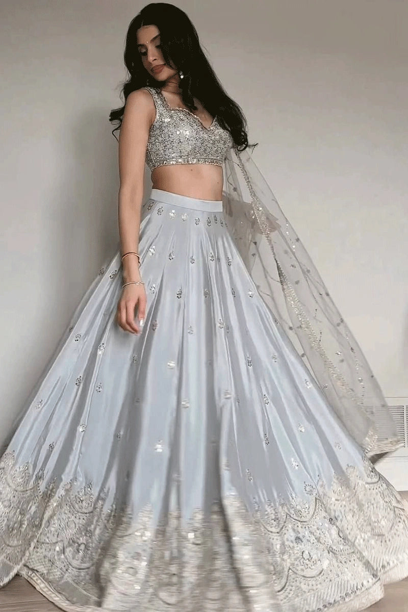 Grey Sequence Work Lehenga For Sangeet Function