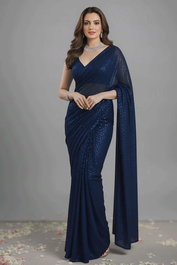 Sangeet Function Special Sequins Work Saree For Girl