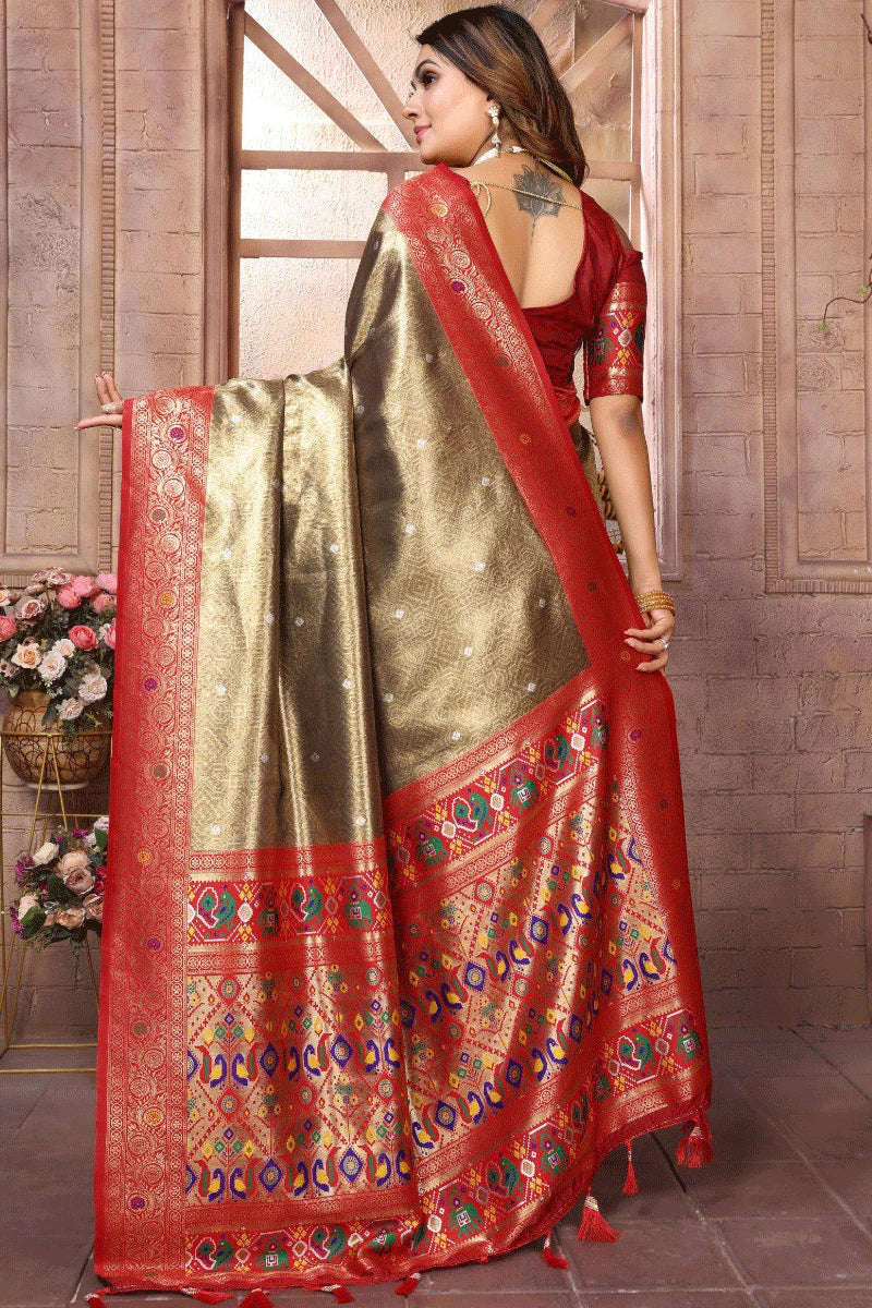 Golden Color Paithani Saree For Wedding