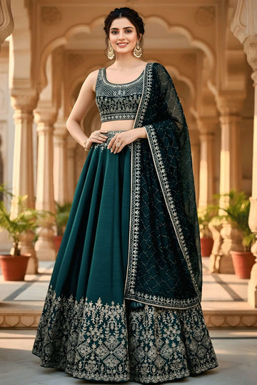 Heavy Flair Embroidery Zari Work Lehenga Choli For Reception Party