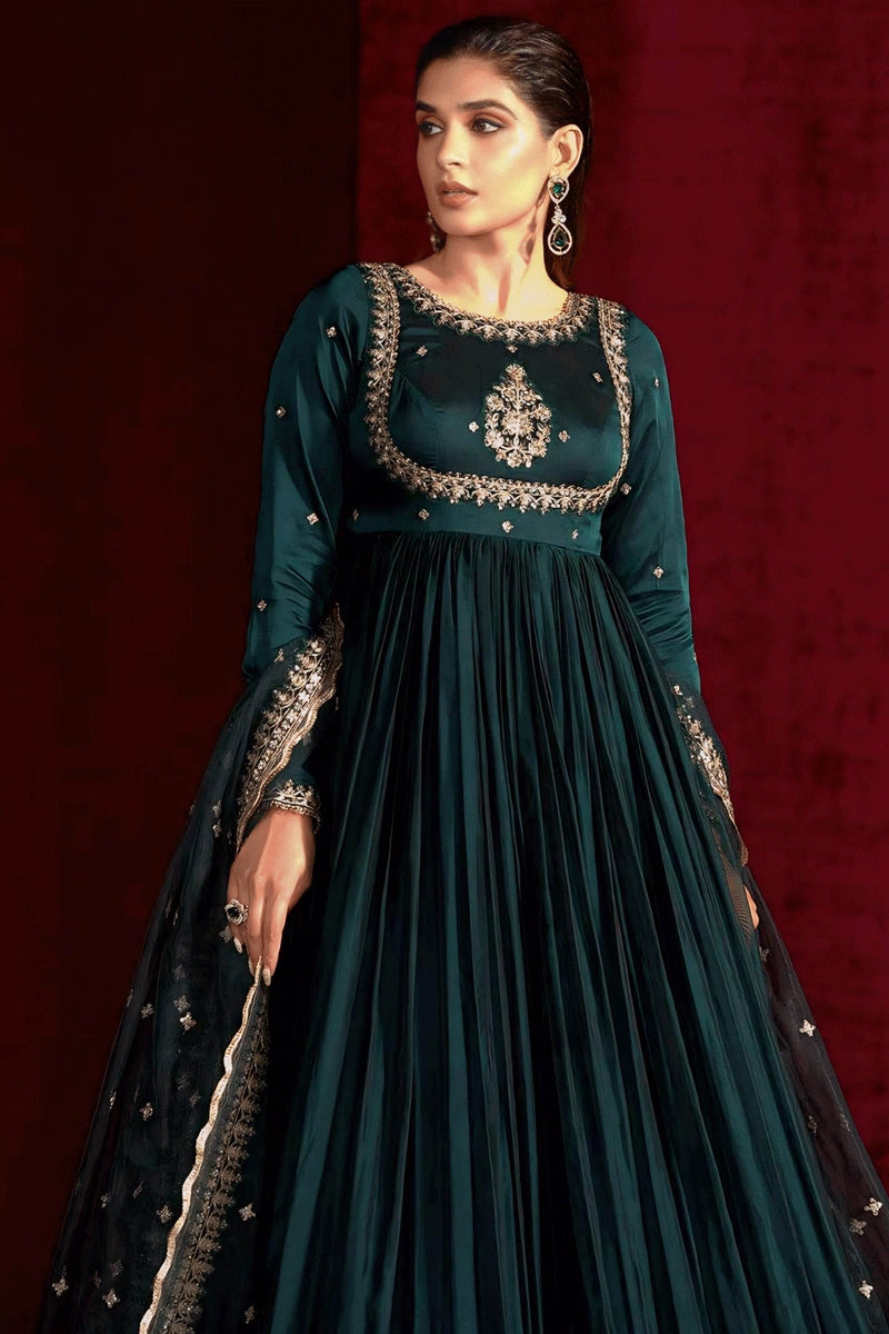 Latest Heavy Flair Long Anarkali Suit For Diwali
