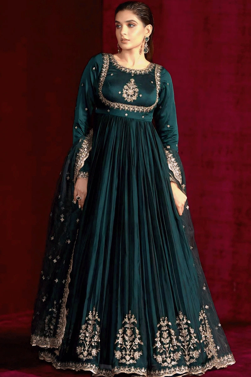 Latest Heavy Flair Long Anarkali Suit For Diwali