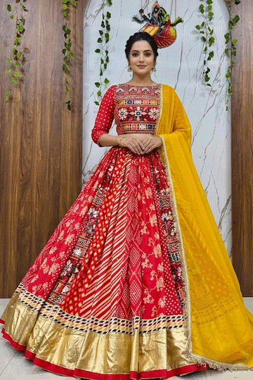 Digital Print Real Mirror Work Chaniya Choli