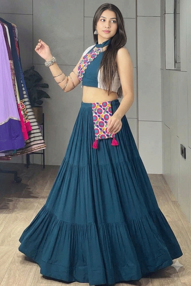 Designer Navratri Special Real Mirror Work Lehenga Choli For Women