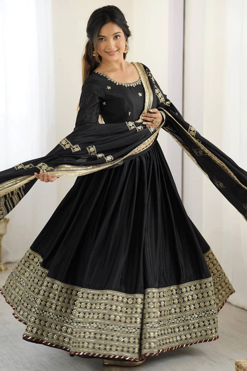 Full Sleeves Long Anarkali Dress For Reception Party