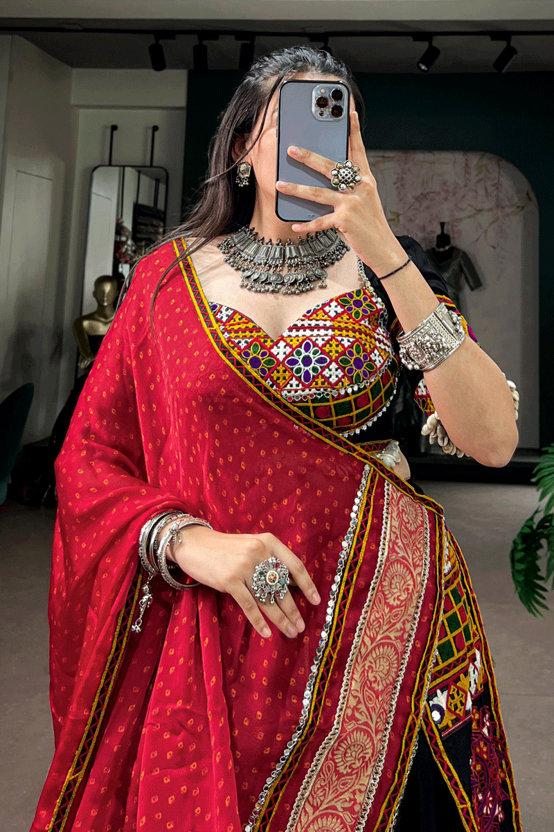 Ready To Wear Gamthi Work Chaniya Choli For Navratri