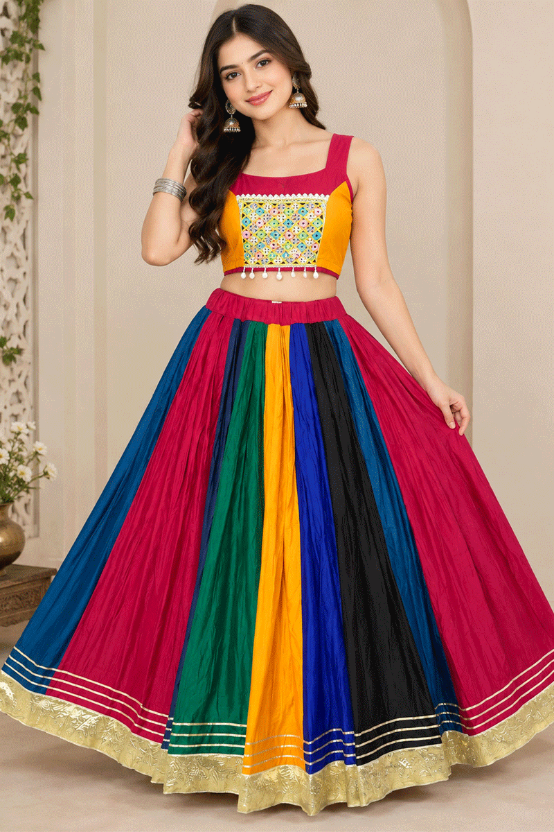 Navratri Special Ready To Wear Real Mirror Work Lehenga Choli