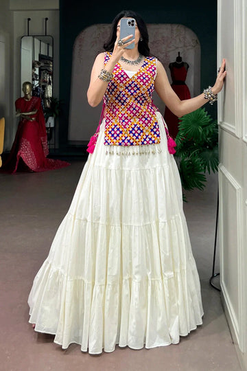 Ready To Wear Dandiya Night Special Gamthi Work Koti With Lehenga Choli