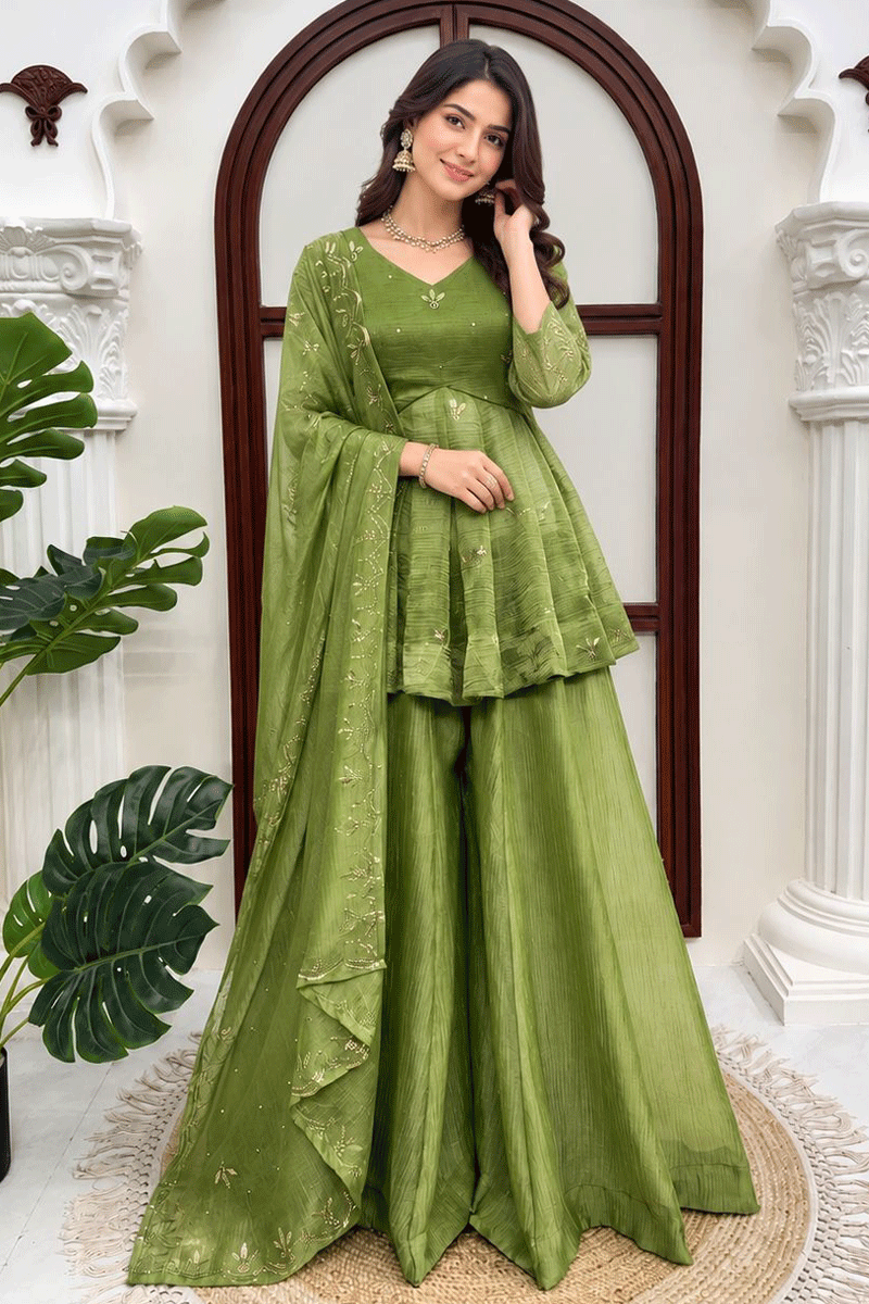 Diwali Special Salsa Fabric Sharara Suit For Gen Z Girl