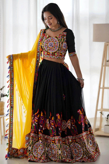 Navratri Special Black Color Lehenga Choli For Women
