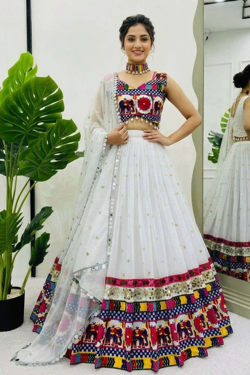 Garba Special Real Mirror Work Lehenga Choli For Women