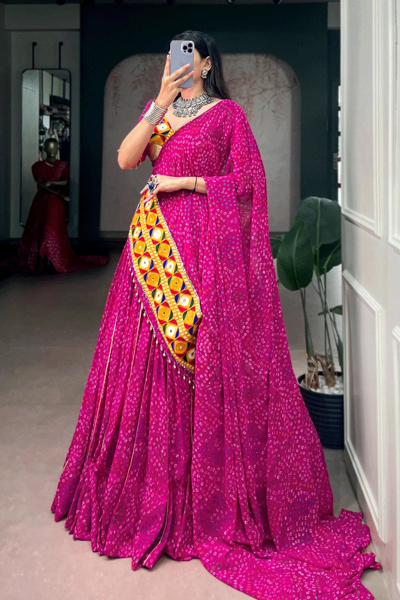 Traditional Fully Stitched Gamthi Work Ghagra Choli For Navratri