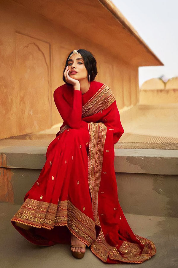 New Trend Sarees For Youngsters Red