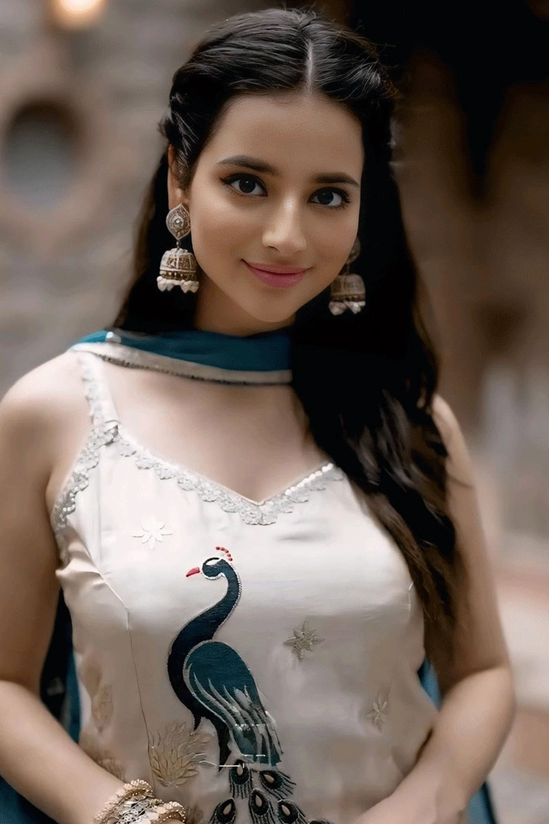 Designer Off-white Color Sharara Suit  For Girls