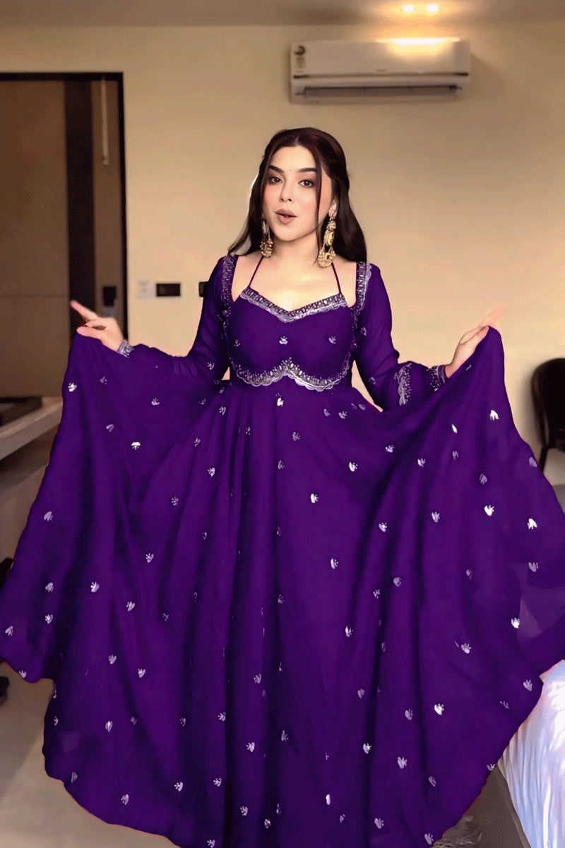 Latest Purple Color Ankarali Suit For Pooja