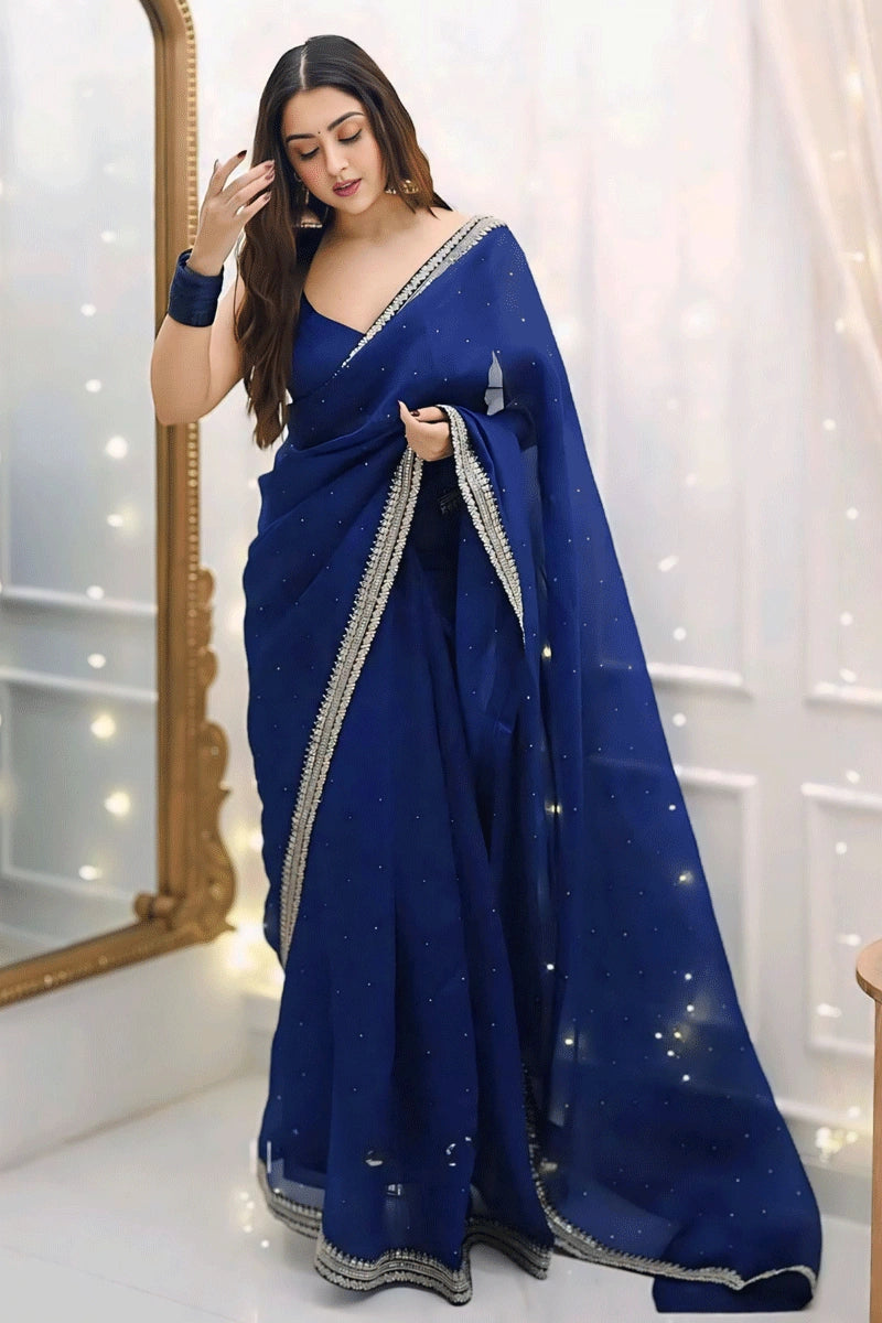 Navy Blue Color Saree For Party Wear