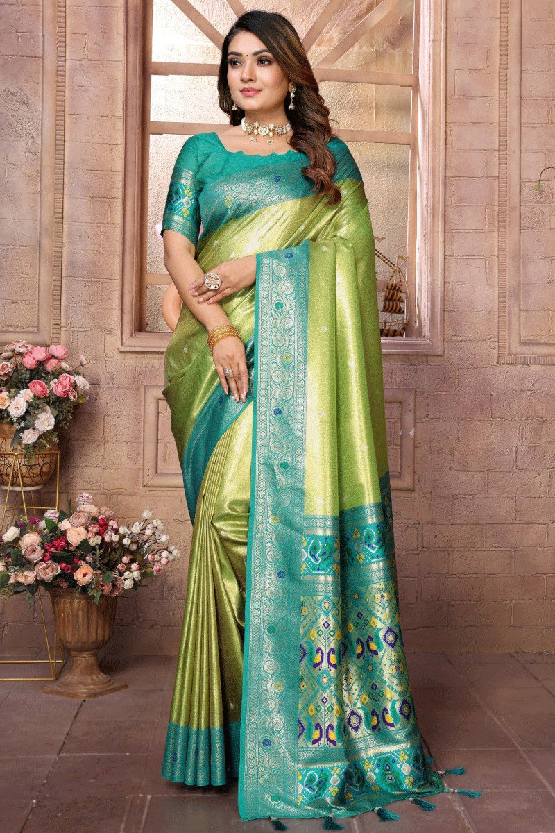 Green Color Paithani Saree For Mehendi Rasam