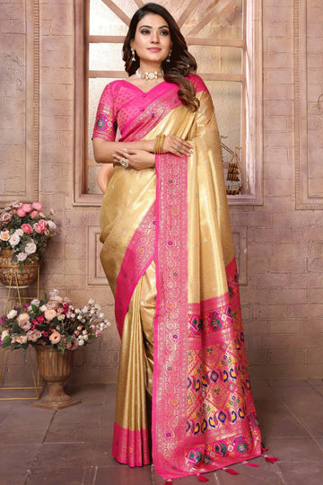 Yellow Color Paithani Saree For Haldi Function