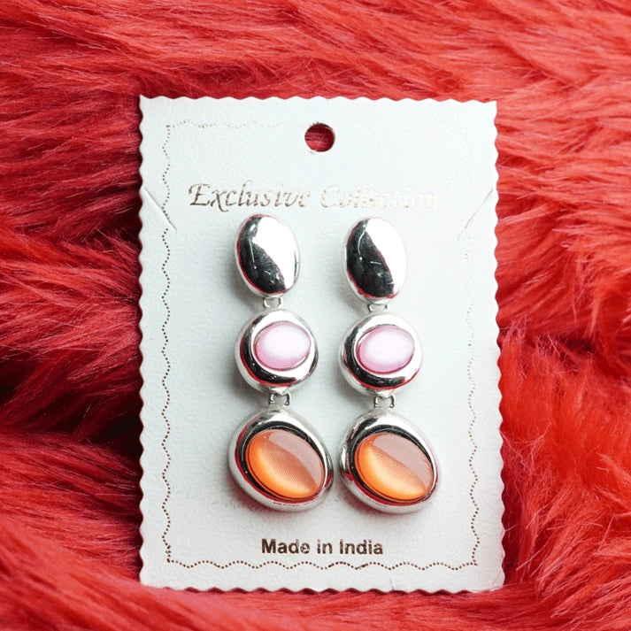 Classy Party Wear Silver & Stone Drop Earrings