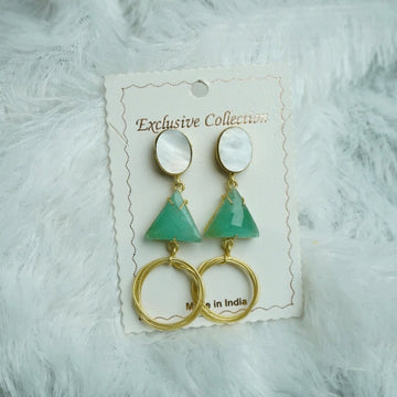 Stylish Green Triangle Party Wear Earrings