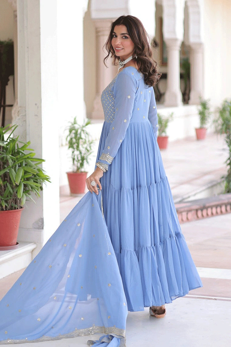 Sky Blue Party Wear