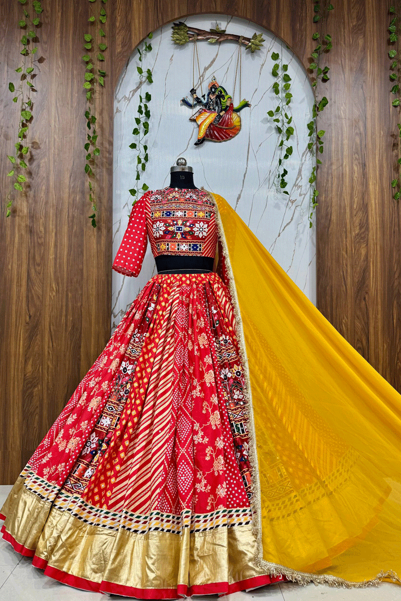 Digital Print Real Mirror Work Chaniya Choli