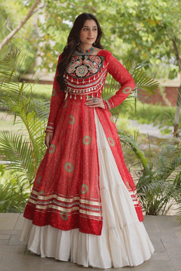 Navratri Special Bandhani Print Lehenga Top For Girl