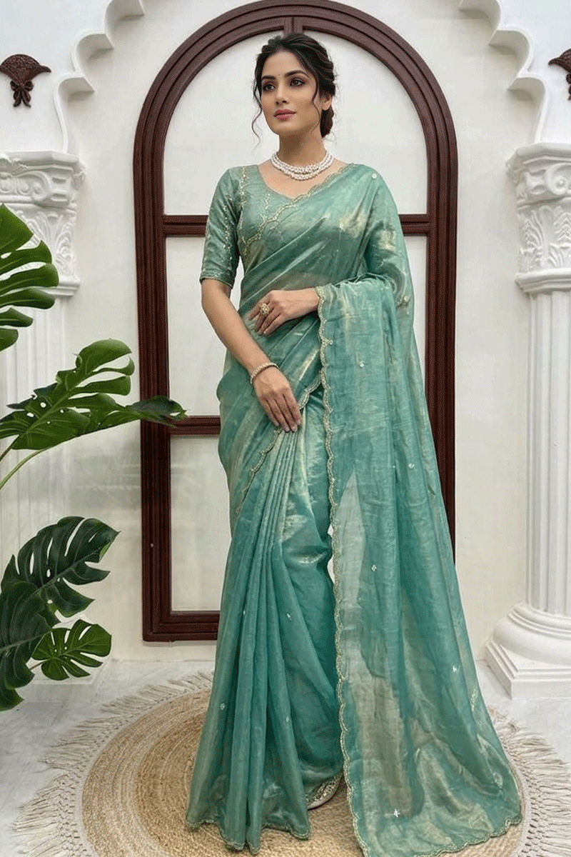 Pooja Special Heavy Hand Work Saree For Women