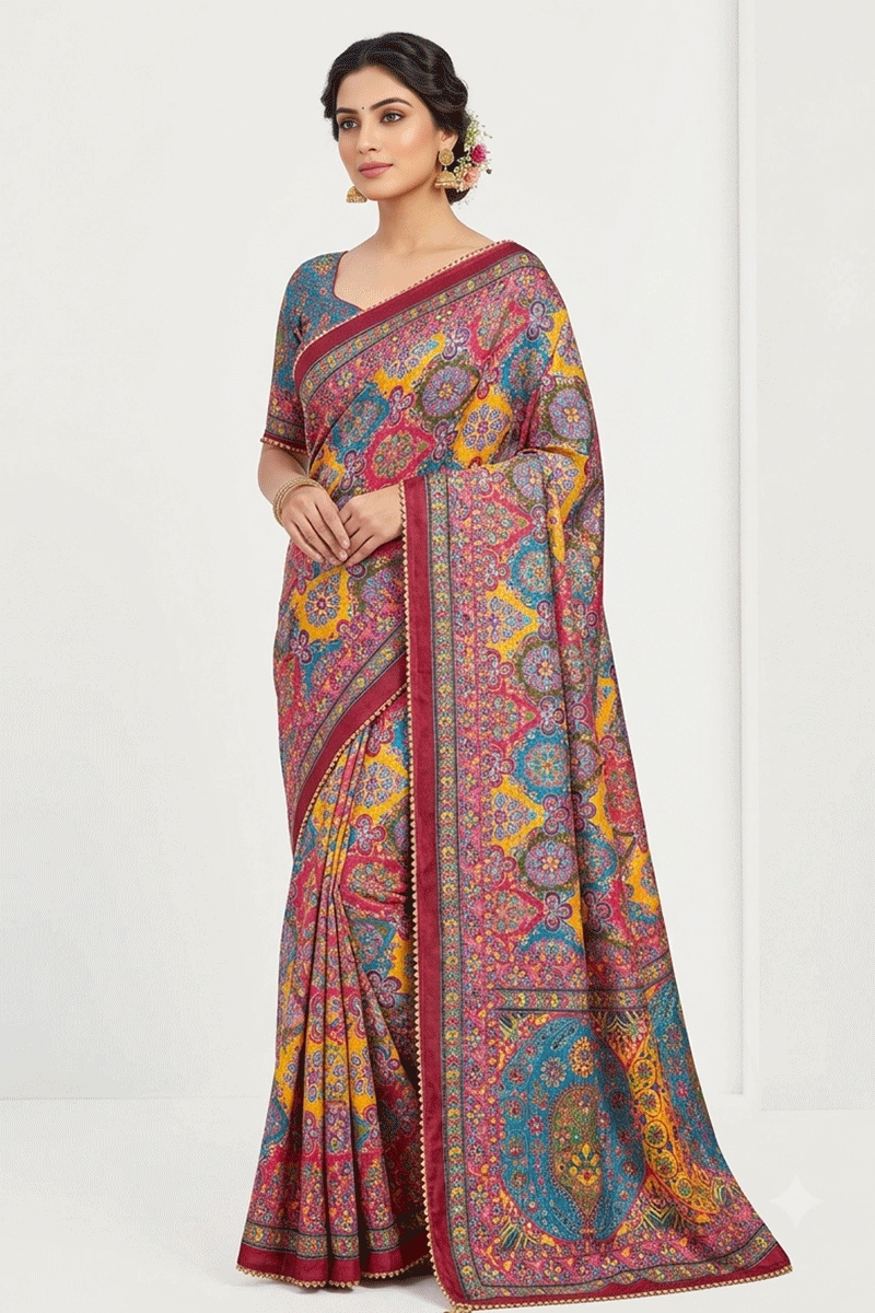 Wedding Special Real Mirror Work Saree For Women