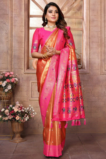 Traditional Orange Color Paithani Saree