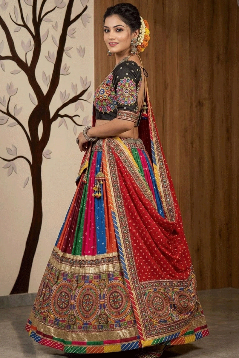 Multi Color Bandhani Print Chaniya Choli For Navratri