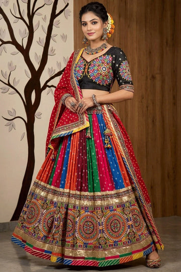 Multi Color Bandhani Print Chaniya Choli For Navratri