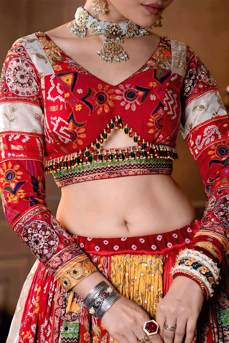 Real Mirror Work Digital print Chnaiya Choli For Navratri